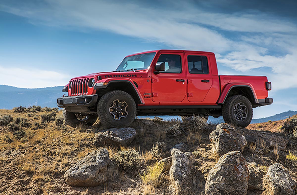a red Jeep Gladiator
