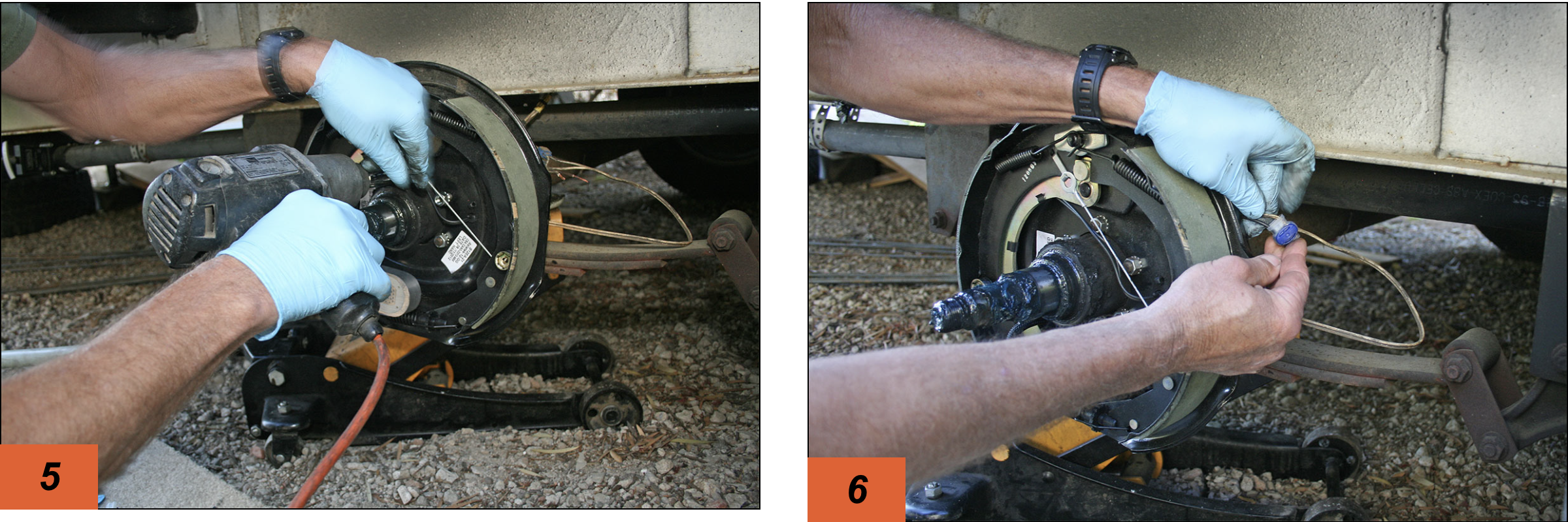Installation of the Lippert brakes reverses the removal process