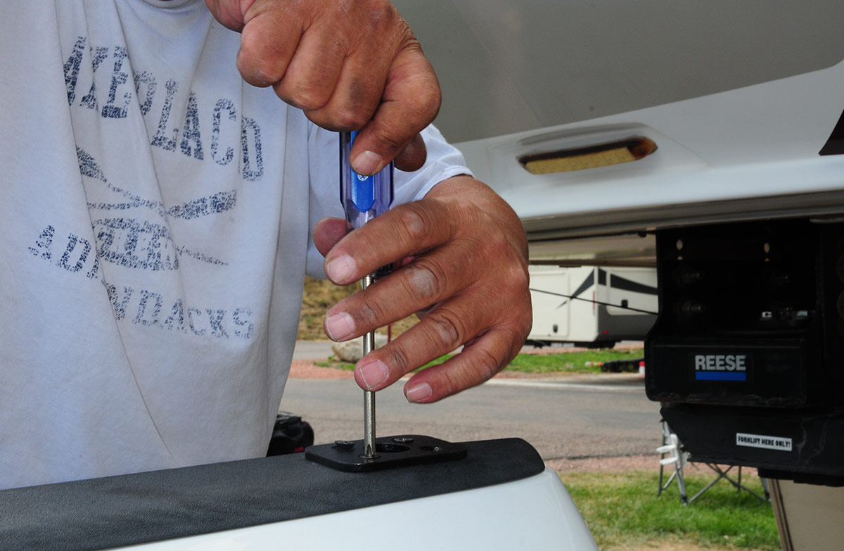 one bolt being threaded