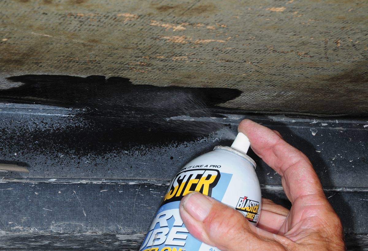 Blaster Dry Lube with Teflon does a great job of lubricating the surfaces at the confluence of the RV and slide-out floors