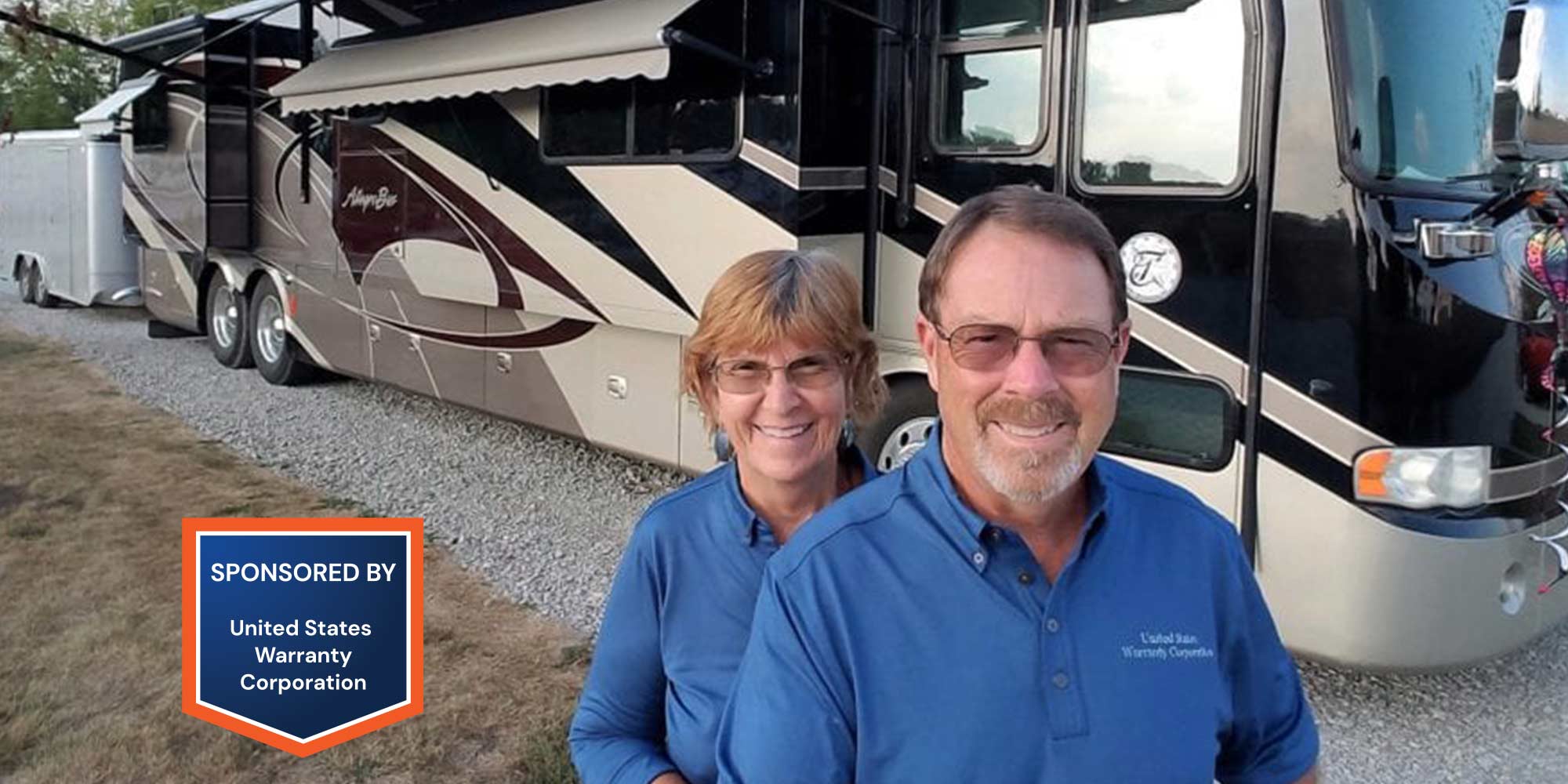 Travel with Peace of Mind featured image of a happy couple by their RV