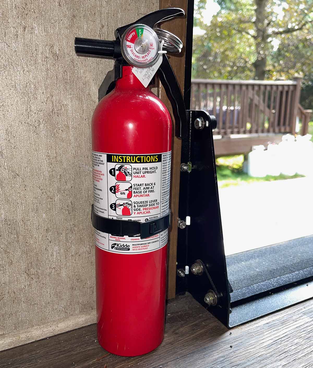 a fire extinguisher in the RV