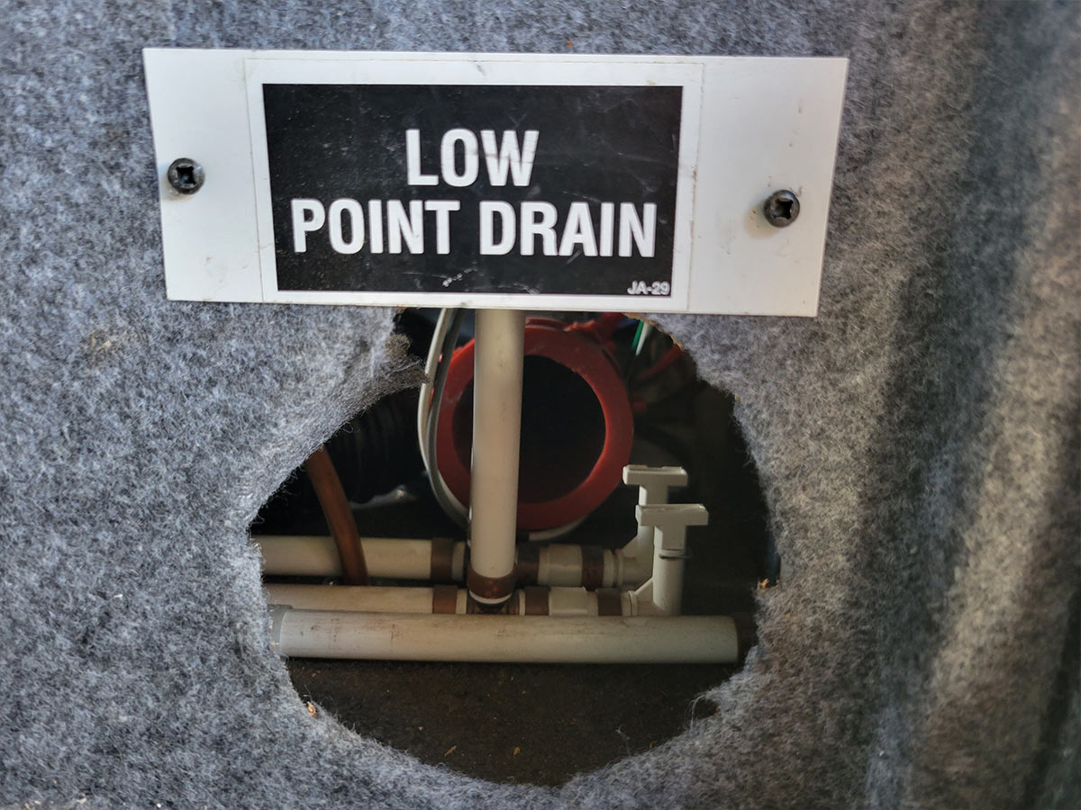 view of the low point drain