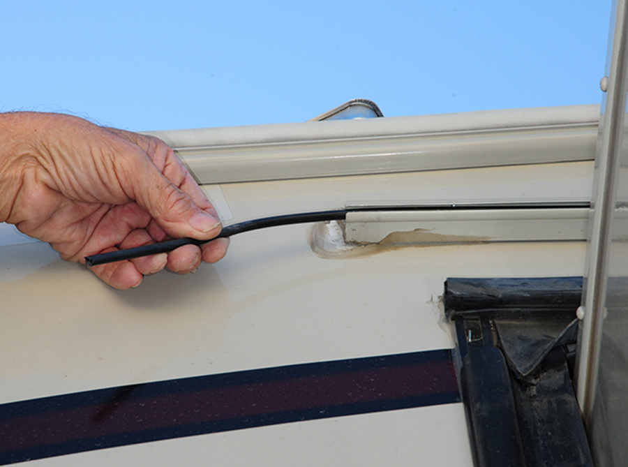 removing poly cord from awning rail