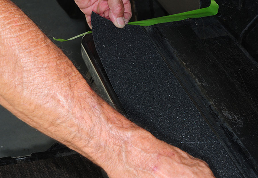 Once the adhesive backing is removed, the grip tape will immediately stick to the step surface. The diamond silicone grit provides sure footing and is nice looking. Skateboard riders will attest to its “stickiness.”