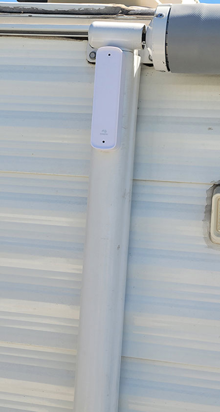 wireless sensor on awning arm