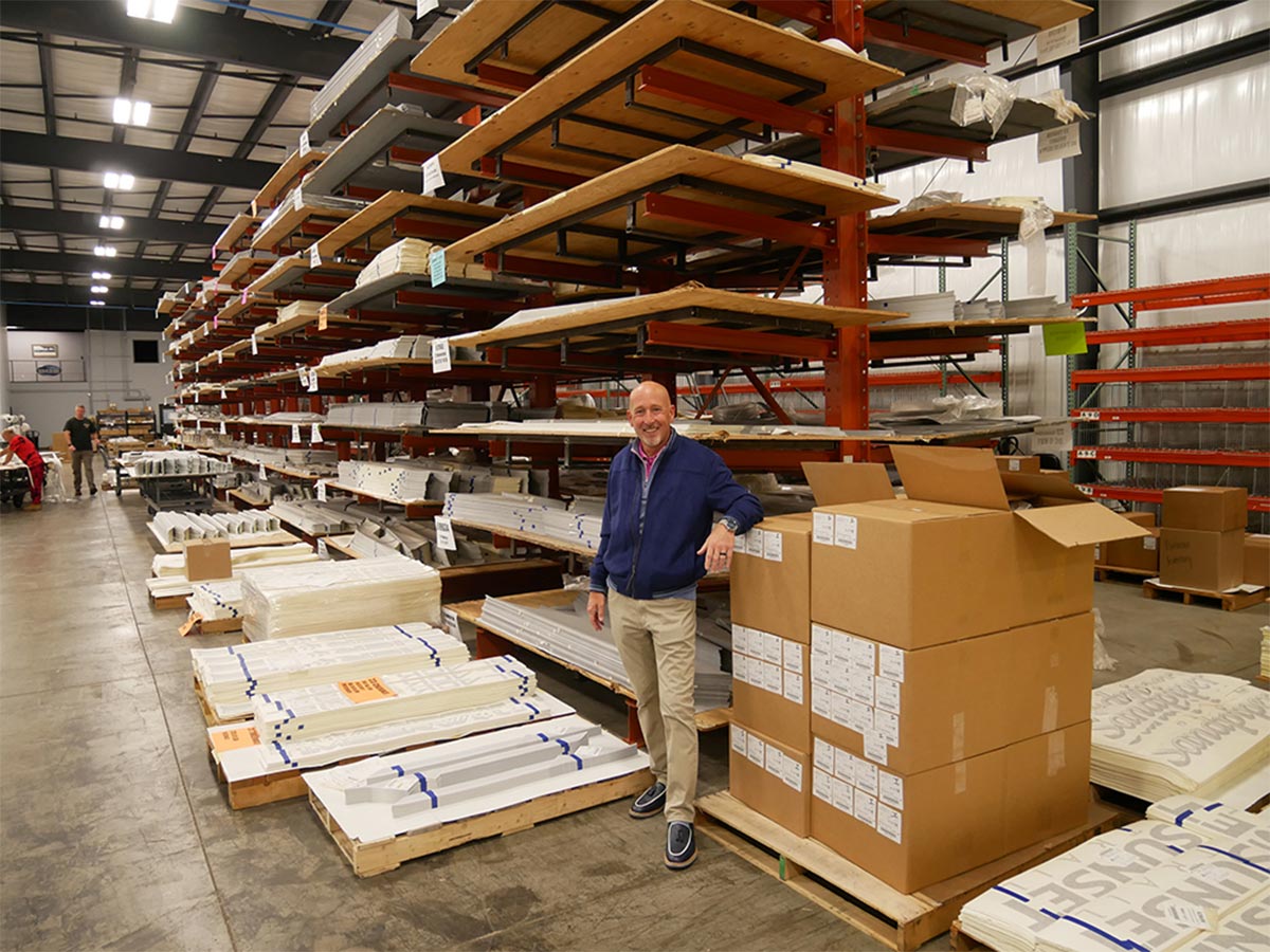 Doug Graham Jr., BGS vice president and general manager, inside the Elkhart, Indiana, facility’s warehouse area