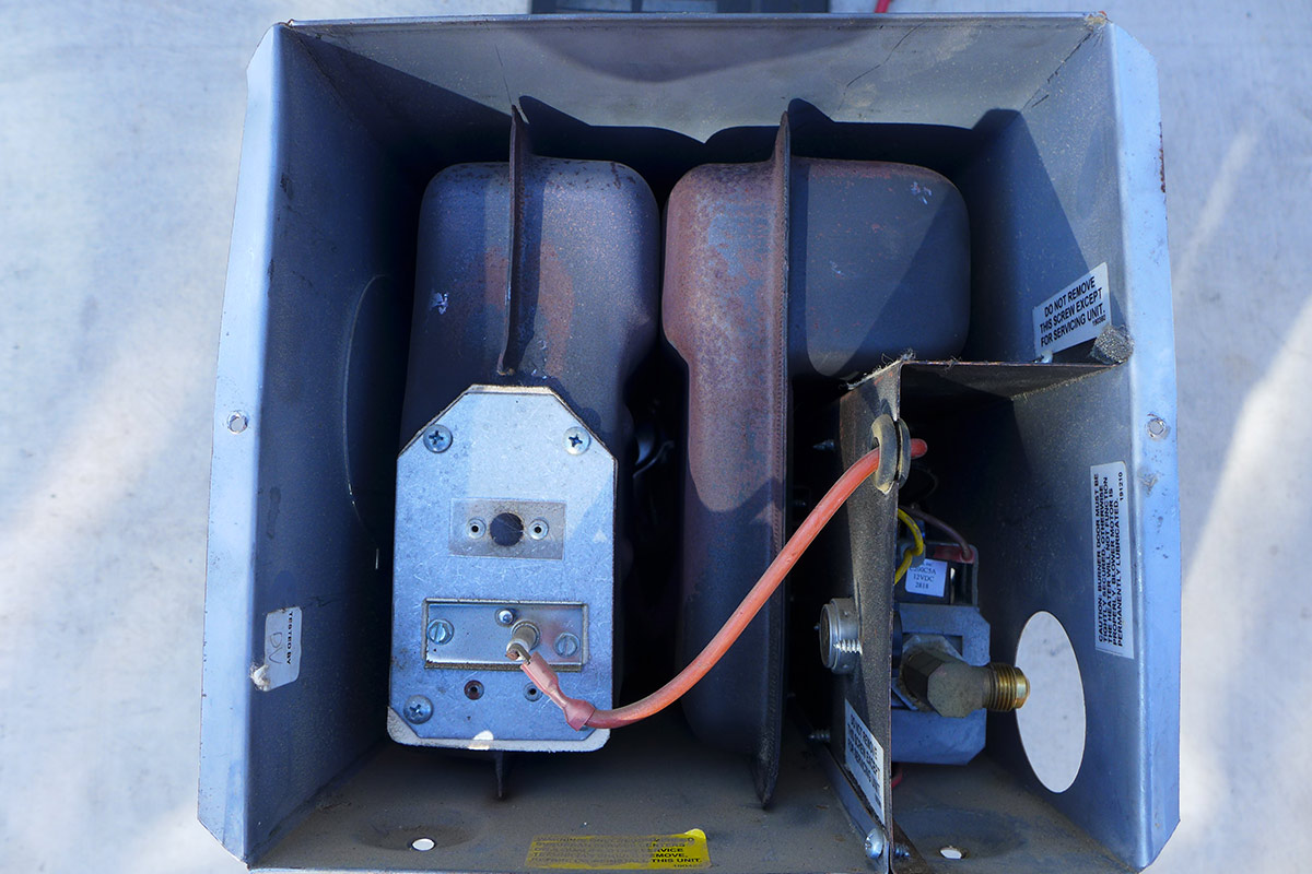 a typical view of the electrode assembly mounted in the front of a Suburban T-Series furnace
