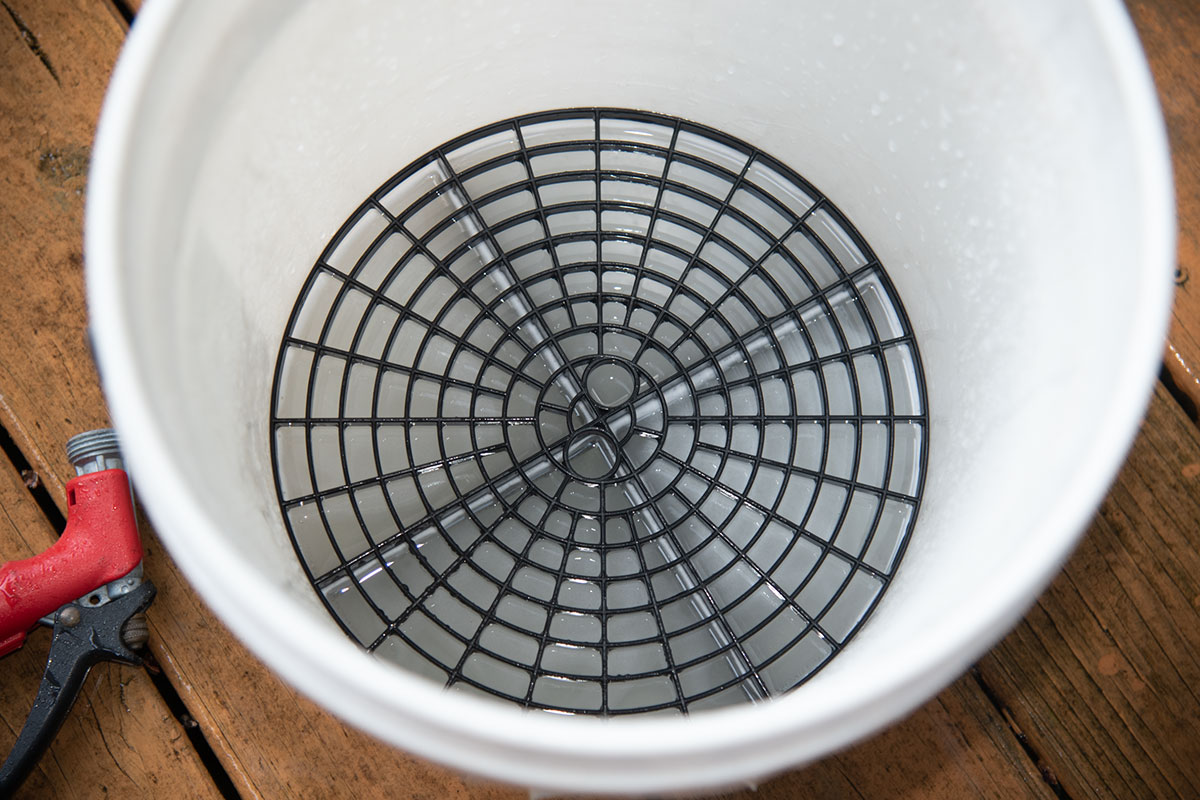 view inside a bucket with a grit guard