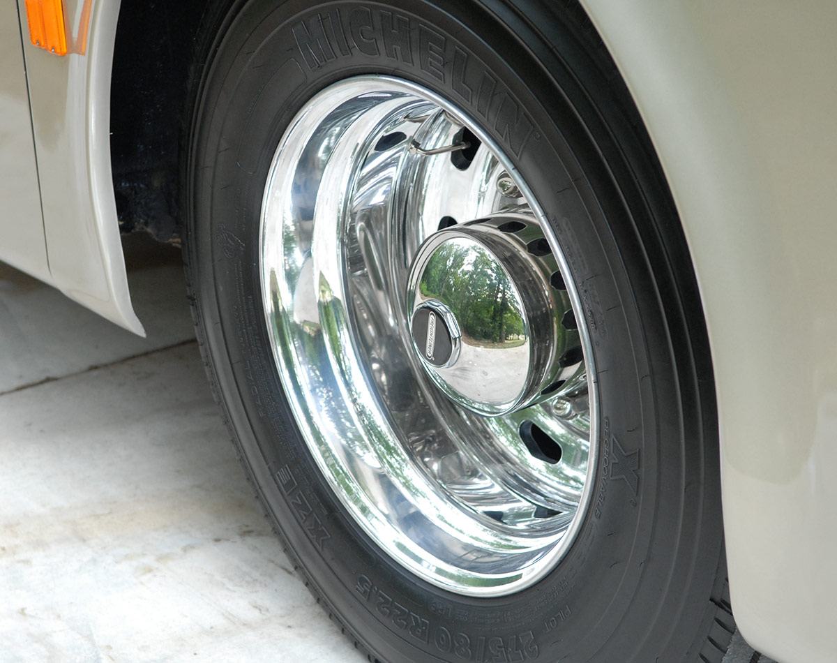 close view of an RV tire