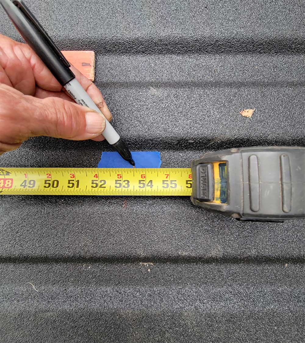 marking hole placements with tape