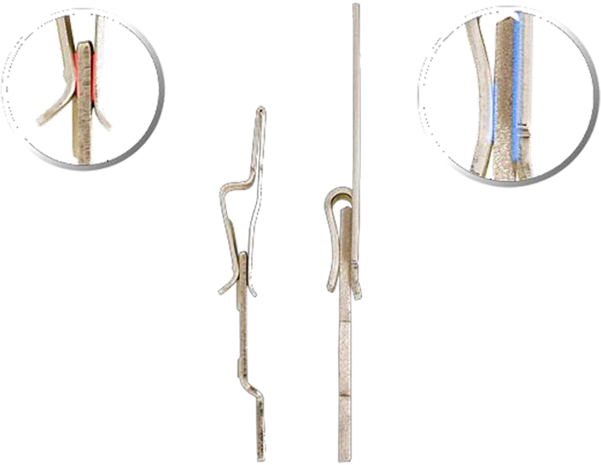 close up of the typical pins on a twist-lock (left) versus the SmartPlug (right)