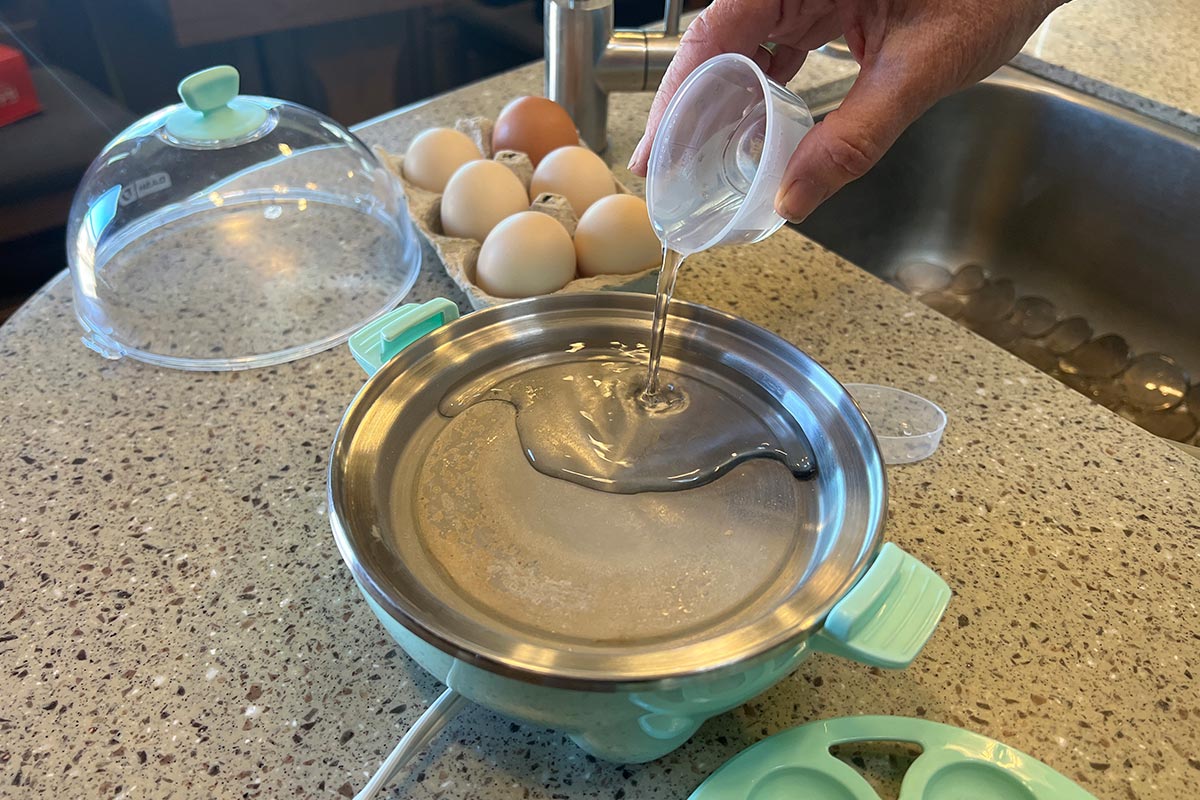 Egg cooker uses only 360 Watts. Makes omelettes, hard boiled eggs
