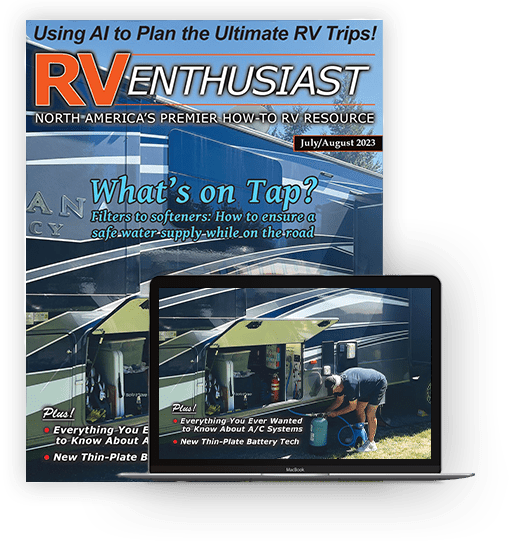 RV Enthusiast July/August 2023 Issue mockup