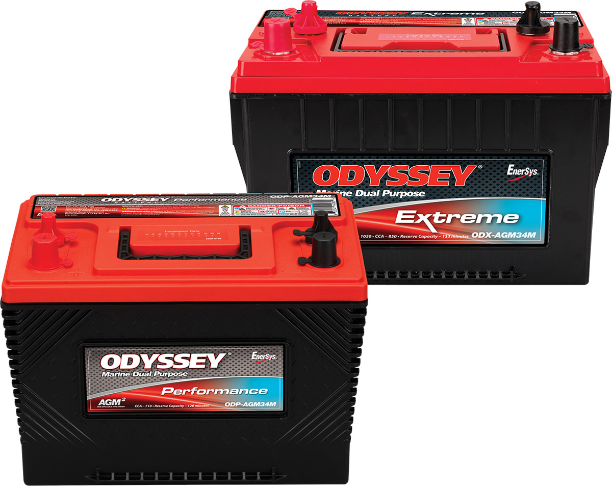 two Odyessey Absorbed Glass Mat (AGM) batteries