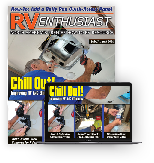 RV Enthusiast July/August 2024 cover mockup